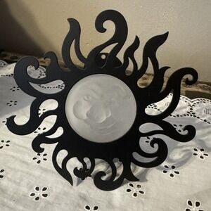 Partylite Sunbeam Sconce Tea Light Candle Holder P0481 Black Metal Frosted Glass